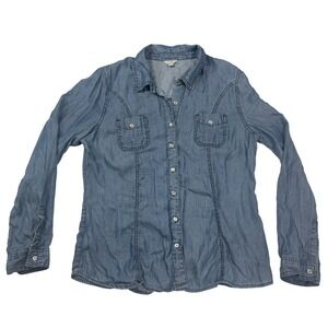 Guess Women's XL Long Sleeve Button Down Denim Chambray Shirt Top